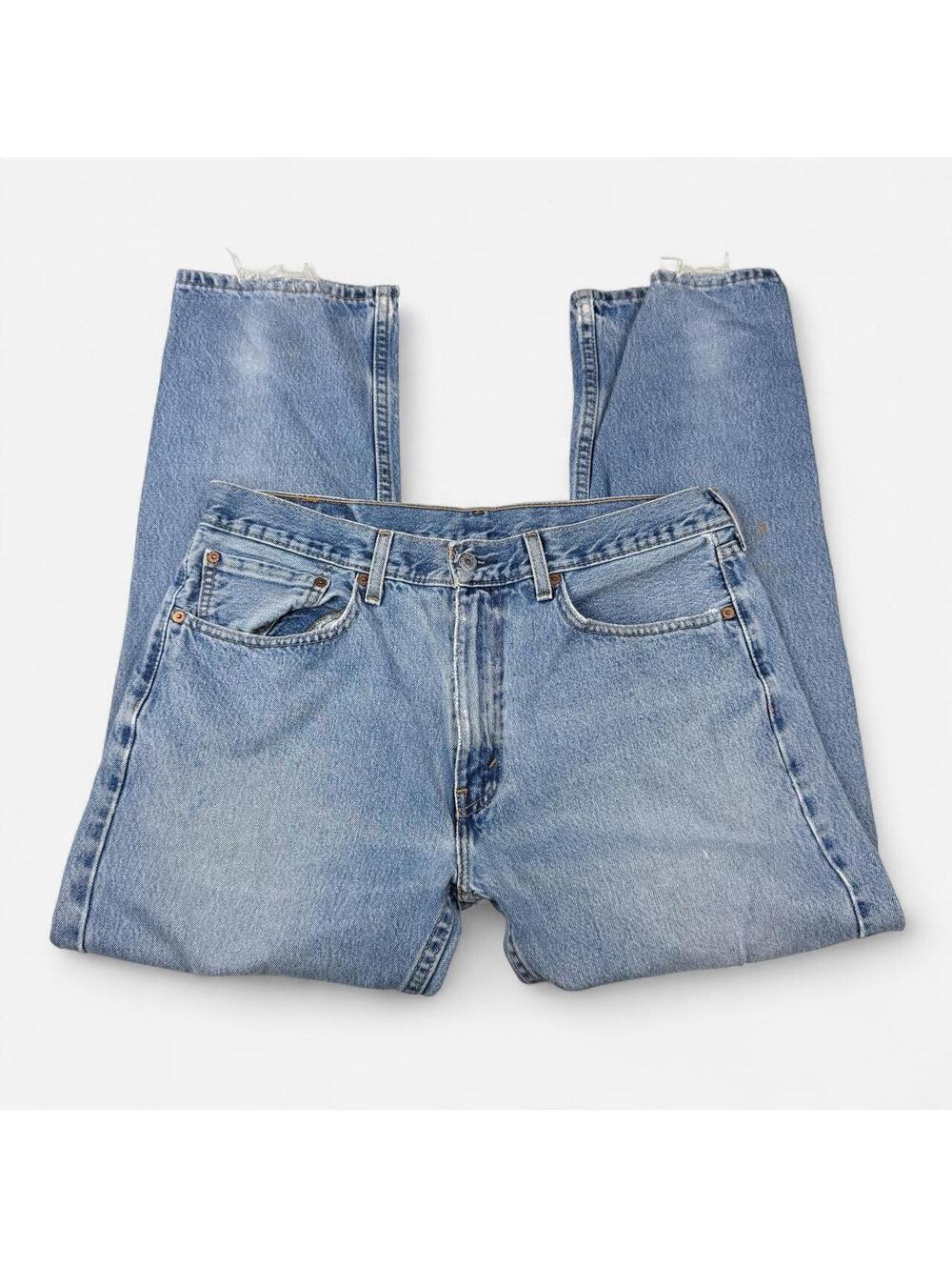 Levi's 505 Vintage 90s Light Wash Straight Leg Jeans in Blue Grunge Western